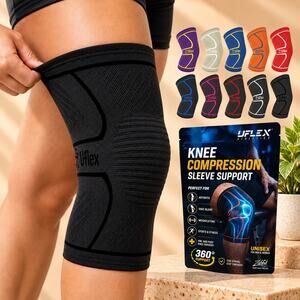 NWT UFlex Athletics Knee Brace Compression Sleeve Unisex Large Black Single